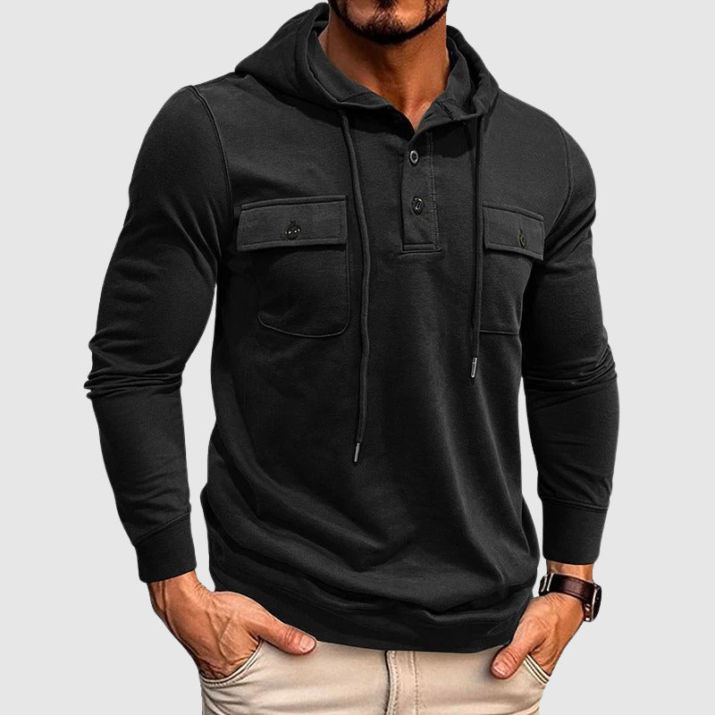 Felix Grant Urban Pulse Hoodie relaxed fit solid color lightweight cotton blend with drawstrings and chest pockets