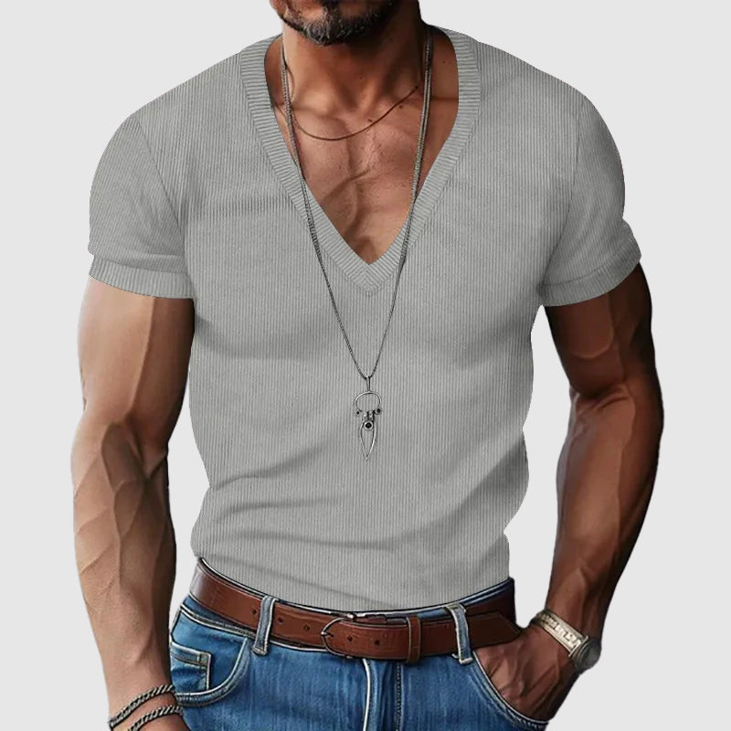 Felix Grant slim-fit V-neck casual shirt in versatile colors, breathable polyester blend for summer