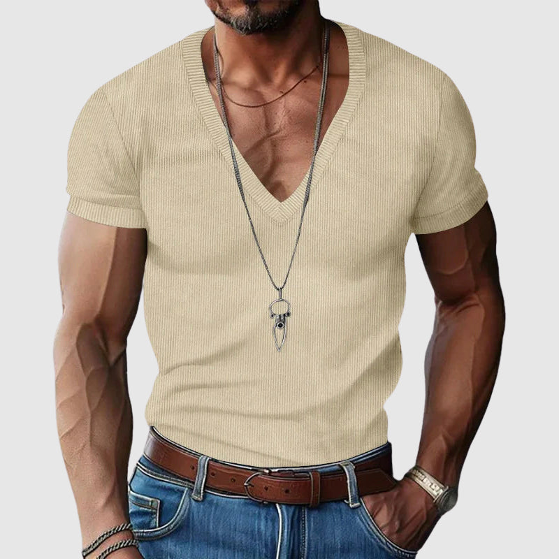Felix Grant slim-fit V-neck casual shirt in versatile colors, breathable polyester blend for summer