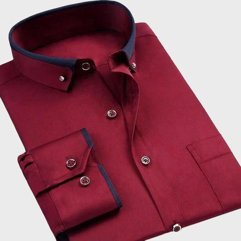 Aiden stretch dress shirt breathable premium fabric slim fit versatile all-day comfort by Wavlynn