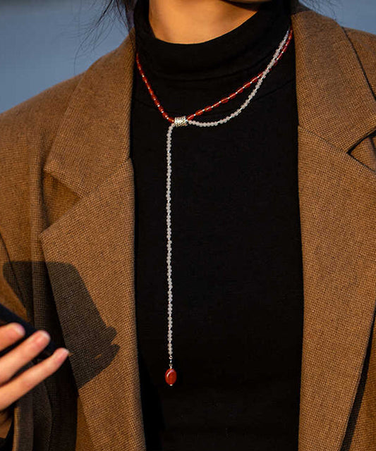 Collier de perles graduées en alliage de couleur fine à double couche et pierres précieuses - Wavlynn