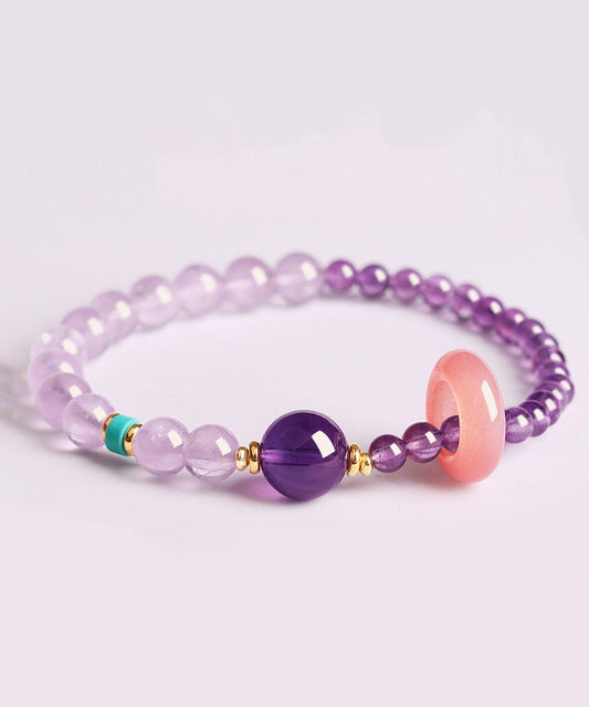 Bracelet chaîne en alliage fin et perles de cristal violet - Wavlynn