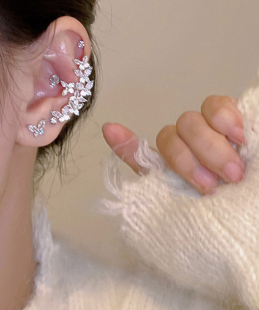 Boucles d'oreilles à tige florales en alliage de soie fine et zircon - Wavlynn