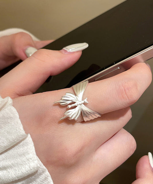 Bagues d'ouverture papillon en cuivre et soie fine - Wavlynn