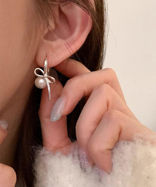 Boucles d'oreilles créoles en argent sterling et perles en soie fine - Wavlynn