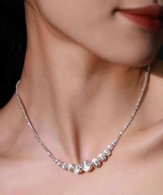 Collier de perles graduées en argent sterling et en argent brisé avec pierre œil de chat en soie fine - Wavlynn