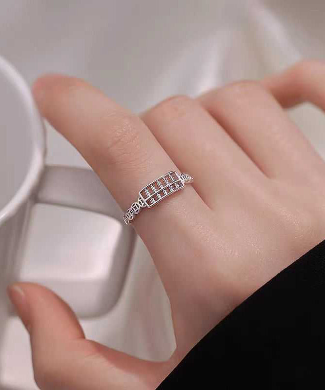 Bagues en argent sterling avec motif boulier ajouré en soie fine - Wavlynn