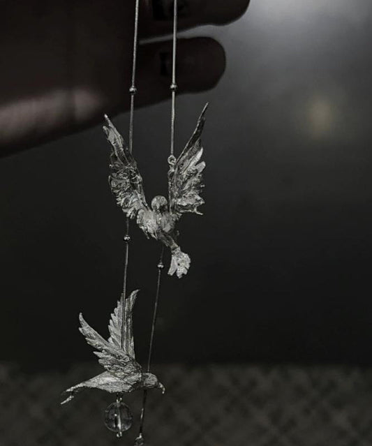Boucles d'oreilles pendantes à pompon en argent sterling et soie fine - Wavlynn