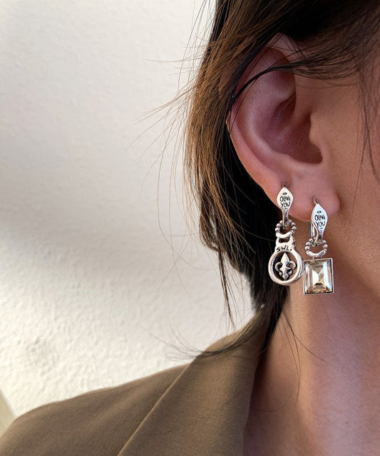Boucles d'oreilles pendantes en argent sterling et zircon en forme de croix - Wavlynn