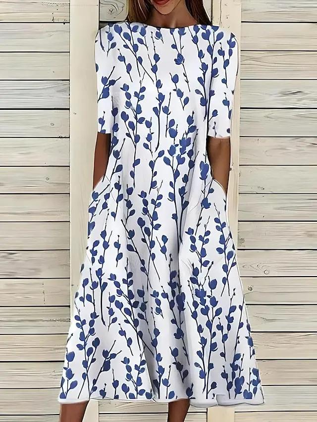Floral A Line Midi Dress