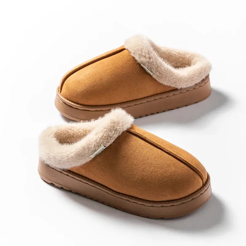 Women's fluffy plush indoor slippers cozy anti-slip thick EVA sole cloud-like comfort