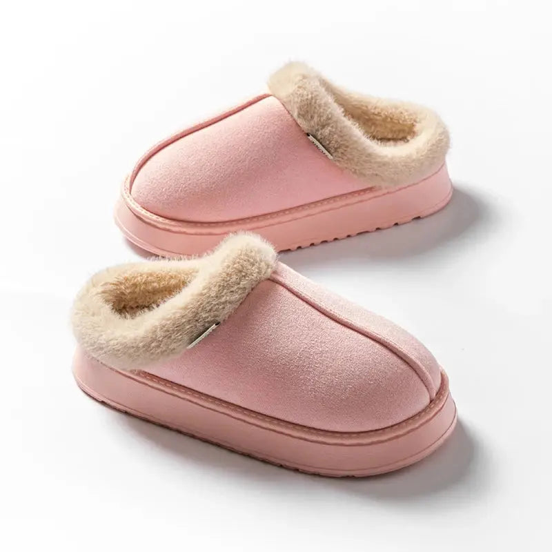 Women's fluffy plush indoor slippers cozy anti-slip thick EVA sole cloud-like comfort