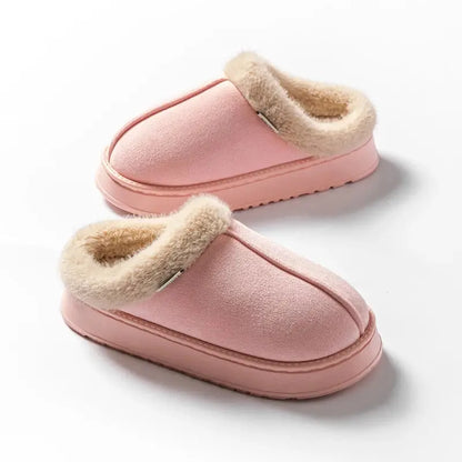 Women's fluffy plush indoor slippers cozy anti-slip thick EVA sole cloud-like comfort