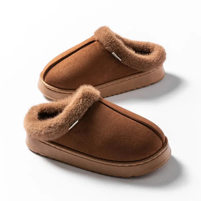 Women's fluffy plush indoor slippers cozy anti-slip thick EVA sole cloud-like comfort