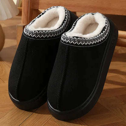 Women's fluffy plush slippers cozy faux fur lined non-slip indoor footwear for winter lounging