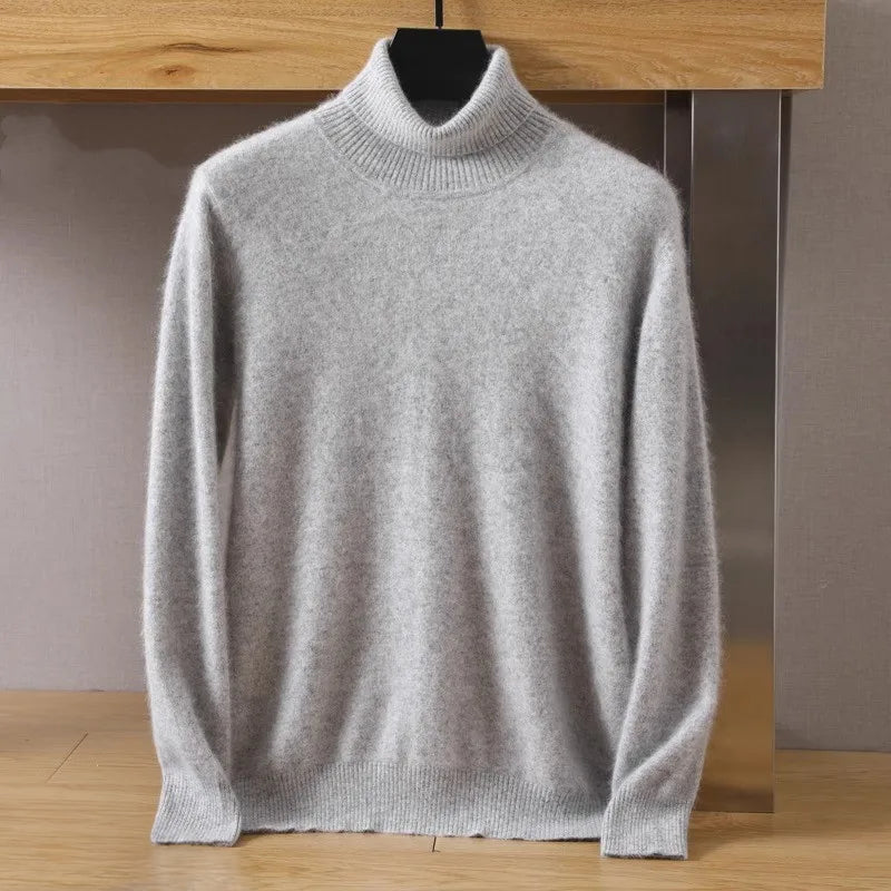 Ivory velvet-soft wool turtleneck sweater unisex minimalist knitwear with luxurious cozy warmth