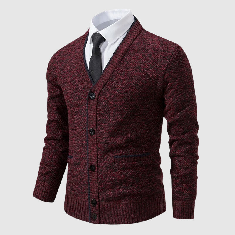 Women's slim fit v-neck knit cardigan lightweight cozy polyester blend with pocket detailing