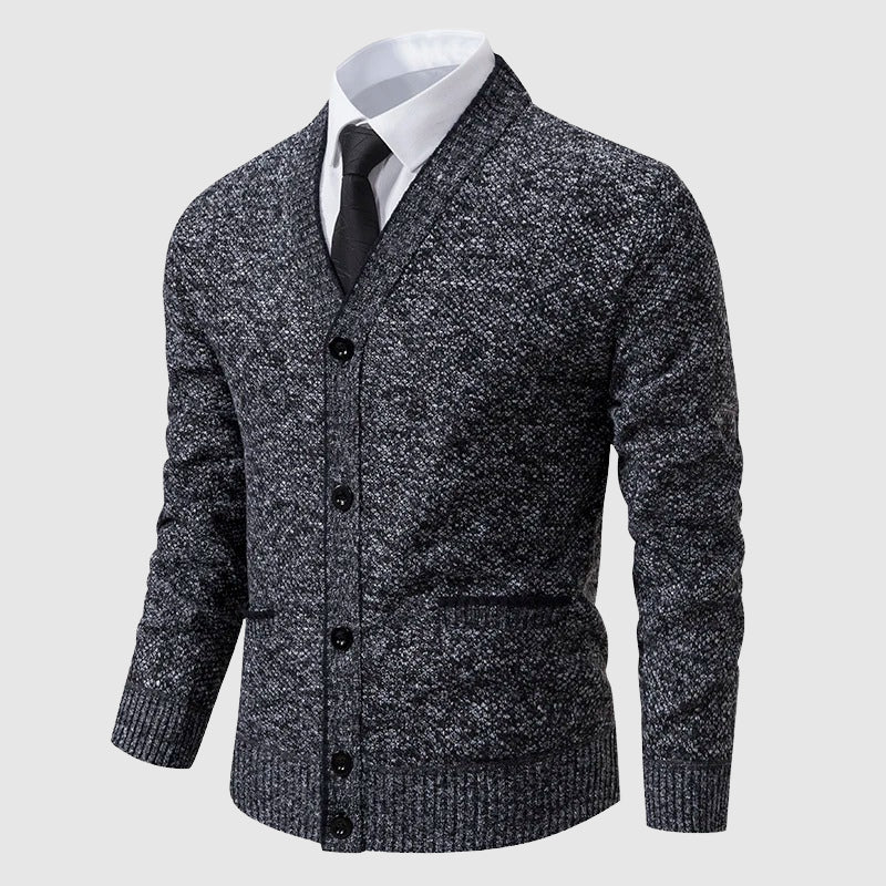 Women's slim fit V-neck knit cardigan lightweight cozy polyester blend with side pocket detailing