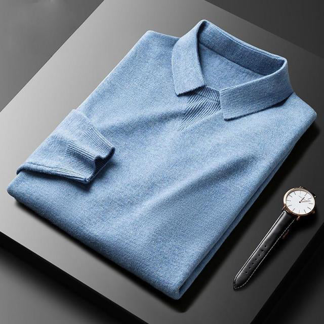 François Blanchet unisex lightweight wool sweater with turn-down collar, timeless smart-casual knit