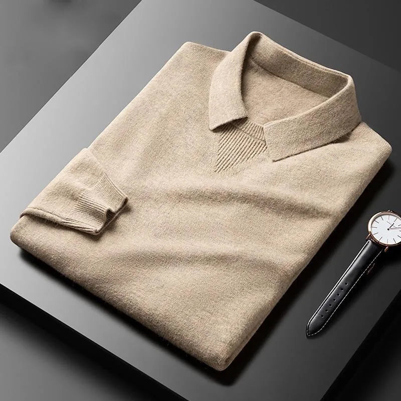 François Blanchet unisex lightweight wool sweater with turn-down collar, timeless smart-casual knit