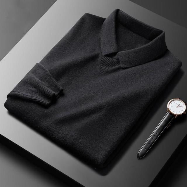 François Blanchet unisex lightweight wool sweater with turn-down collar, timeless smart-casual knit
