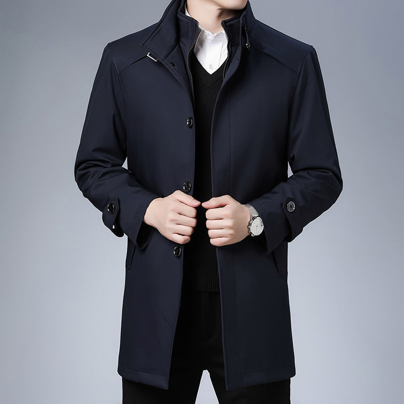 François Blanchet unisex loose-fit business coat stand collar zipper placket no-iron premium fabric