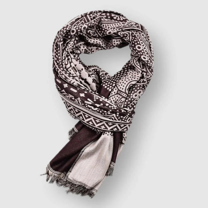 François Blanchet navy and white cotton scarf, lightweight pattern-rich designer style, 65x195cm