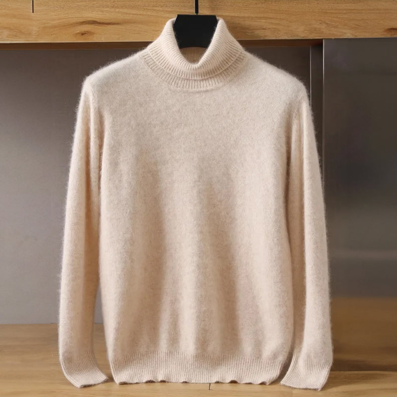 Ivory velvet-soft wool turtleneck sweater unisex minimalist knitwear with luxurious warmth