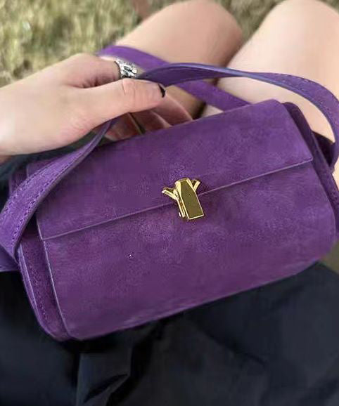 Sac bandoulière polyvalent en daim violet français - Wavlynn