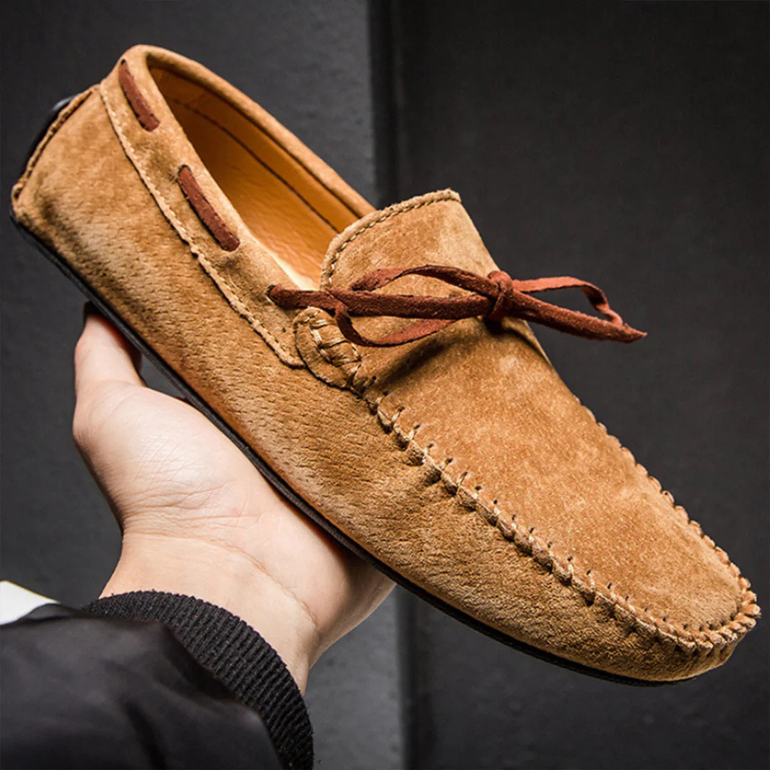 Men's soft suede loafers classic moccasin silhouette flexible rubber sole elegant everyday comfort
