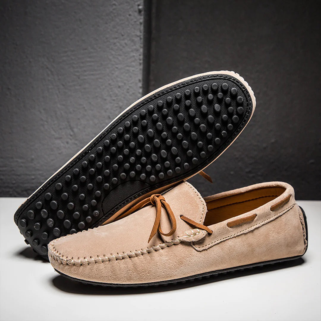 Men's soft suede loafers classic moccasin silhouette flexible rubber sole elegant everyday comfort
