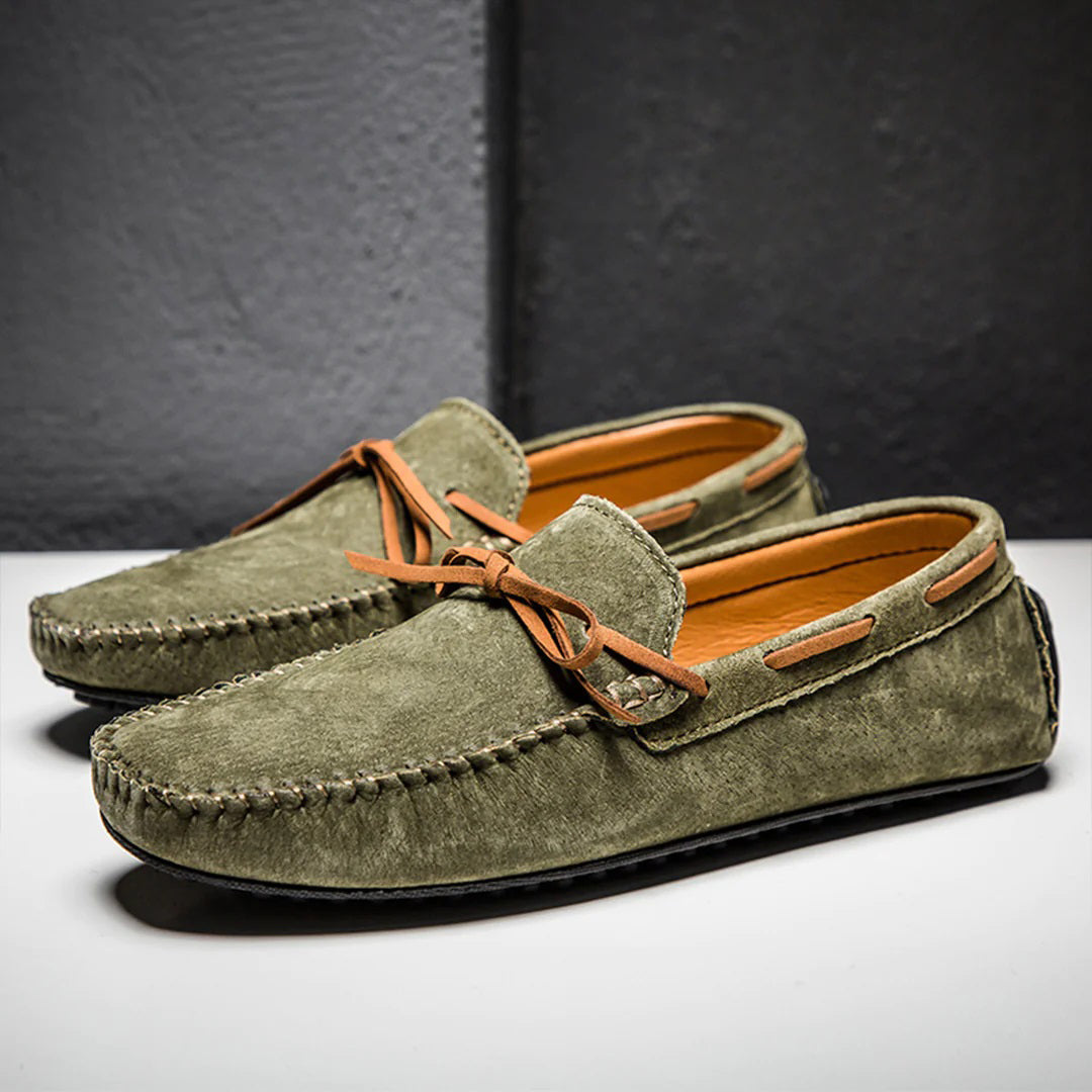 Men's soft suede loafers classic moccasin silhouette flexible rubber sole elegant everyday comfort