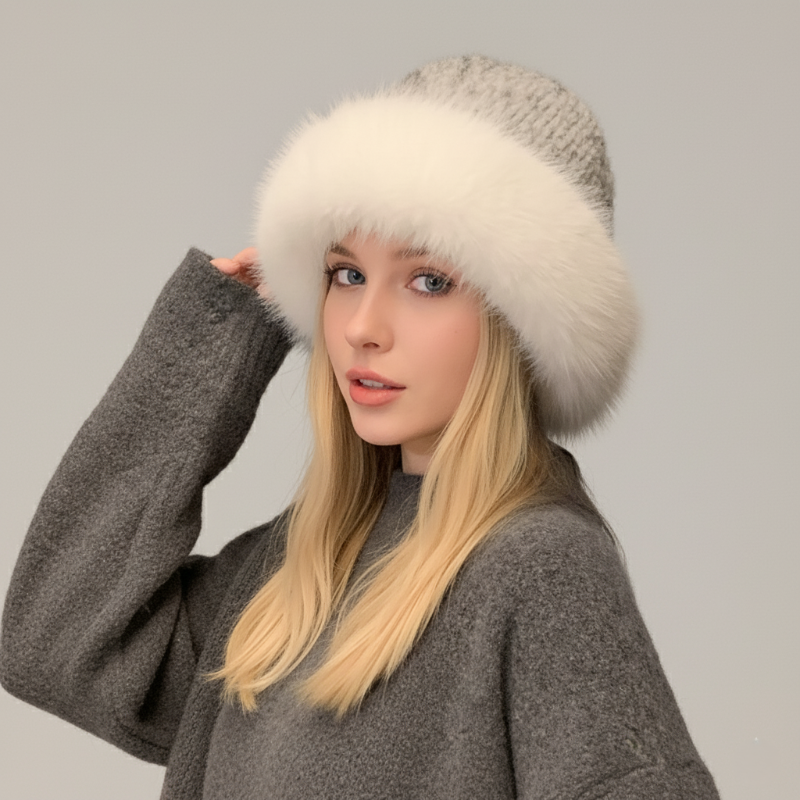 Sinclair genuine mink fur cap in rich brown, elegant old-world style with unparalleled softness for fall winter
