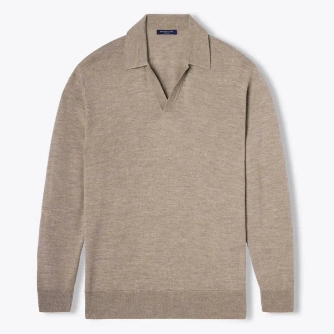 Gerald navy blue v-neck polo shirt tailored fit premium knit fabric European sophistication