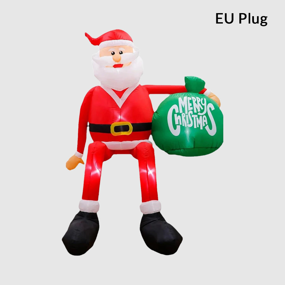 Giant 8-foot inflatable Santa Claus outdoor decoration with LED lights and festive gift package