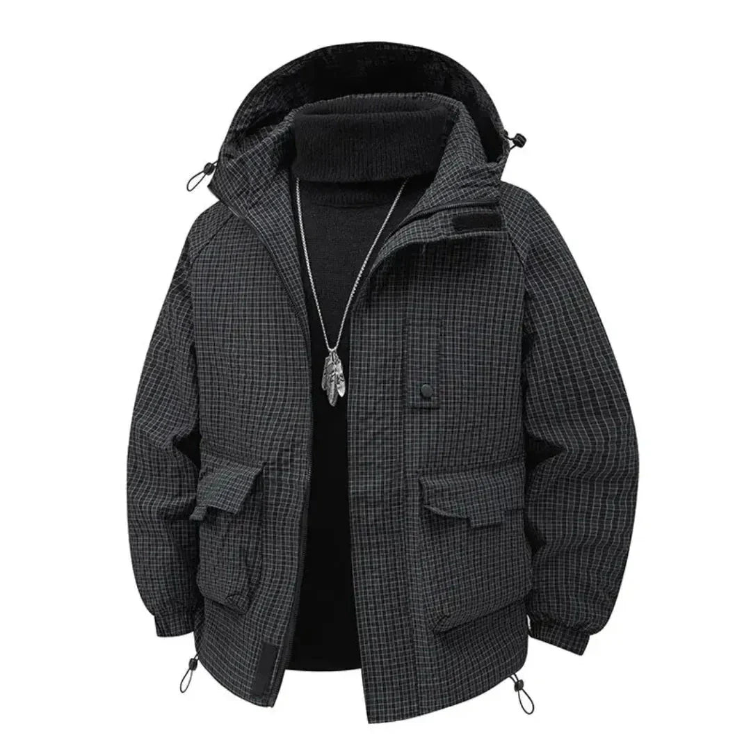 Gio hooded padded jacket with textured shell, lightweight insulation, and adjustable hood for urban outdoor wear