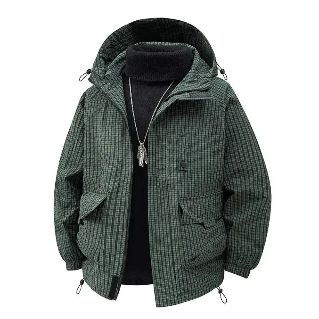 Gio hooded padded jacket with textured shell, lightweight insulation, and adjustable hood