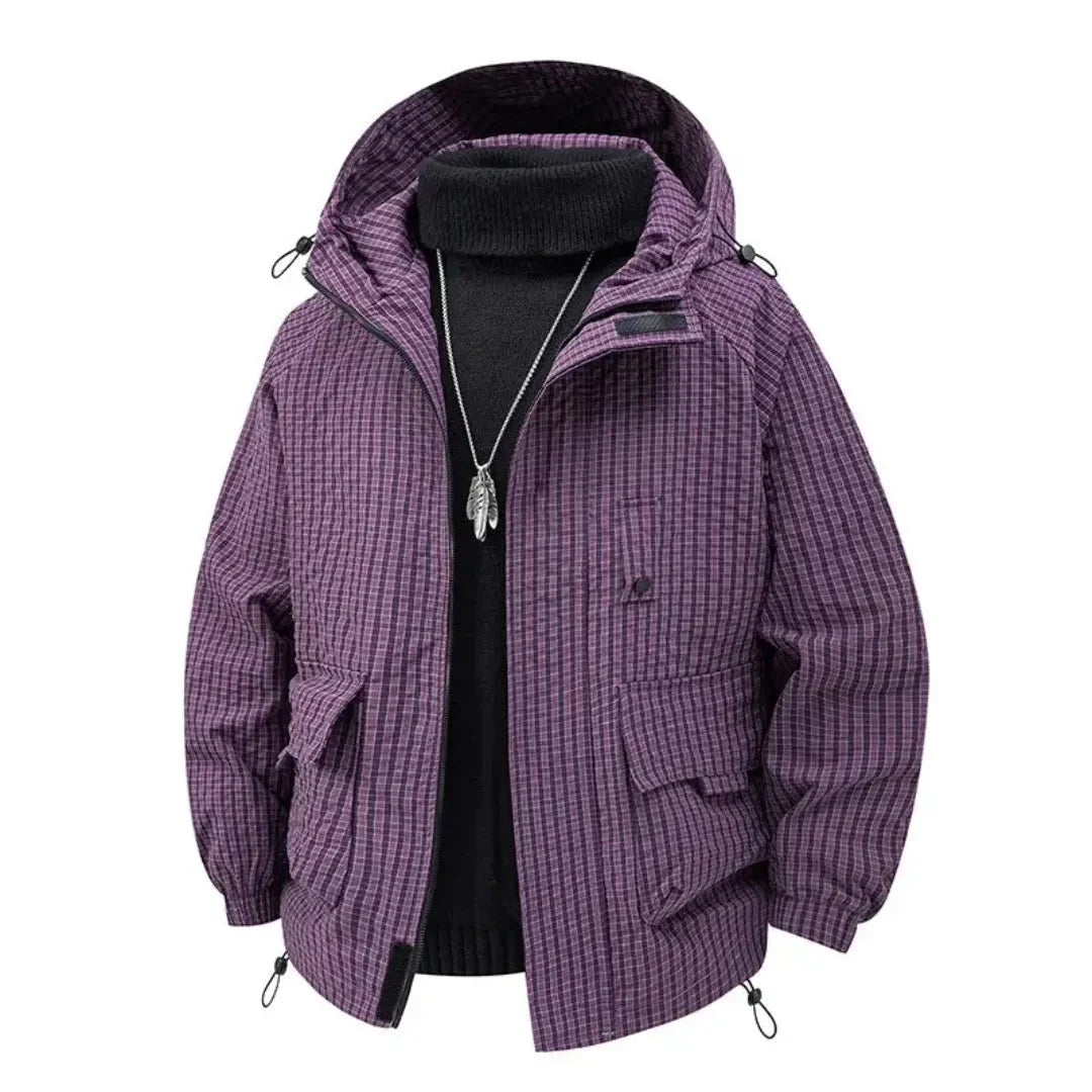 Gio hooded padded jacket with textured shell, lightweight insulation, and adjustable hood for urban outdoor wear