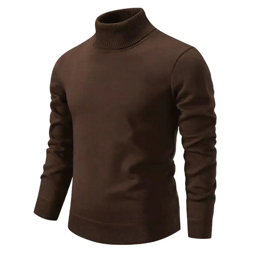 Men's ivory Shetland wool turtleneck sweater, classic fine-knit silhouette with luxuriously soft premium texture