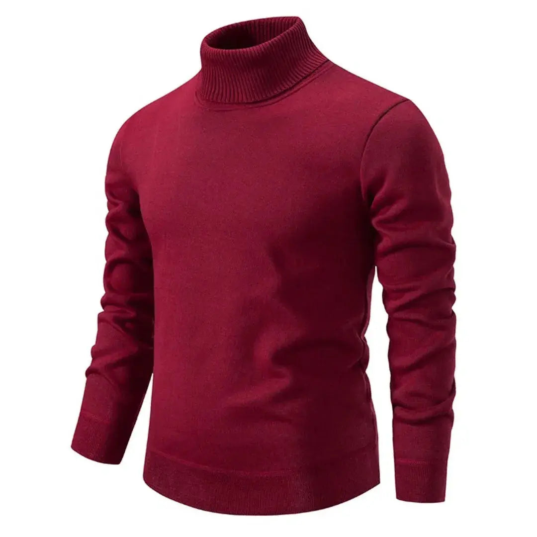 Men's ivory Shetland wool turtleneck sweater, classic fine-knit silhouette with lightweight premium warmth