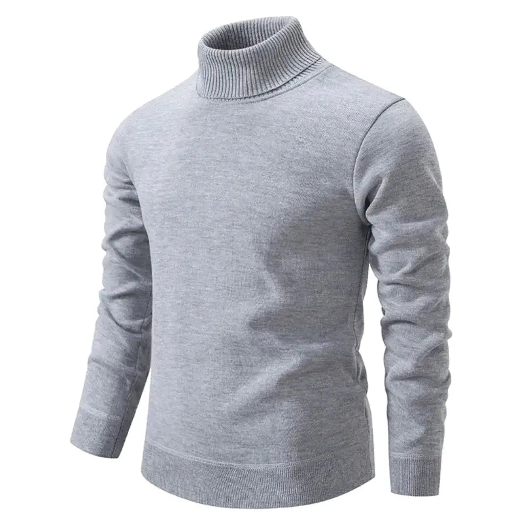 Men's ivory Shetland wool turtleneck sweater, classic fine knit with buttery-soft premium texture