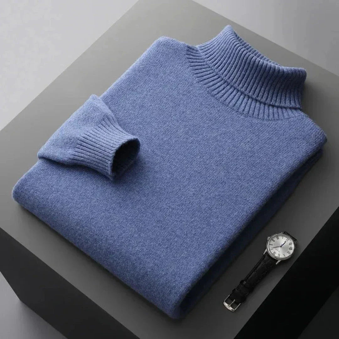Glen pure wool turtleneck sweater with ribbed collar and cuffs in a refined relaxed fit