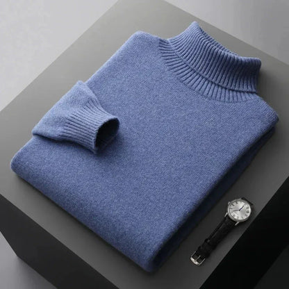 Glen pure wool turtleneck sweater with ribbed collar and cuffs in a refined relaxed fit