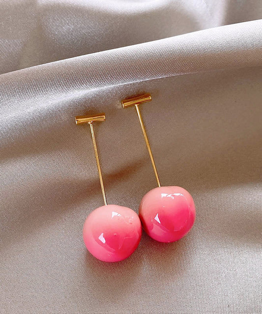 Boucles d'oreilles pendantes en alliage de cuivre rose dégradé de couleur cerise - Wavlynn