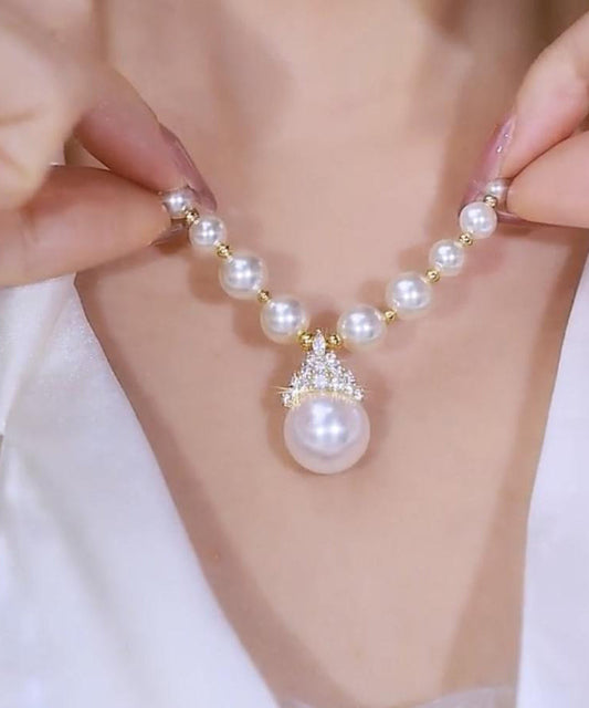 Collier avec pendentif en alliage de cuivre blanc dégradé de couleur et perle en zircon - Wavlynn