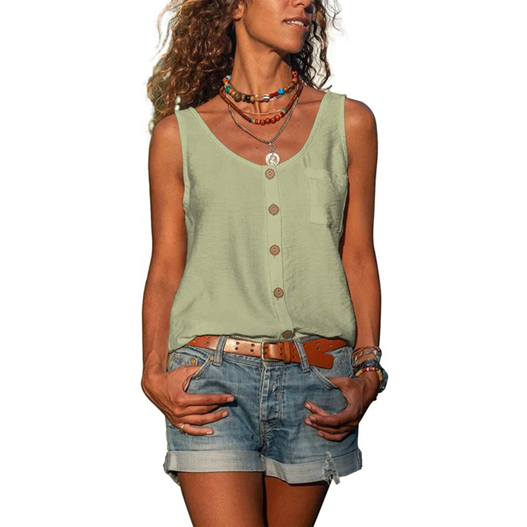 Casual sleeveless loose fit top in light fabric, relaxed silhouette for effortless everyday style
