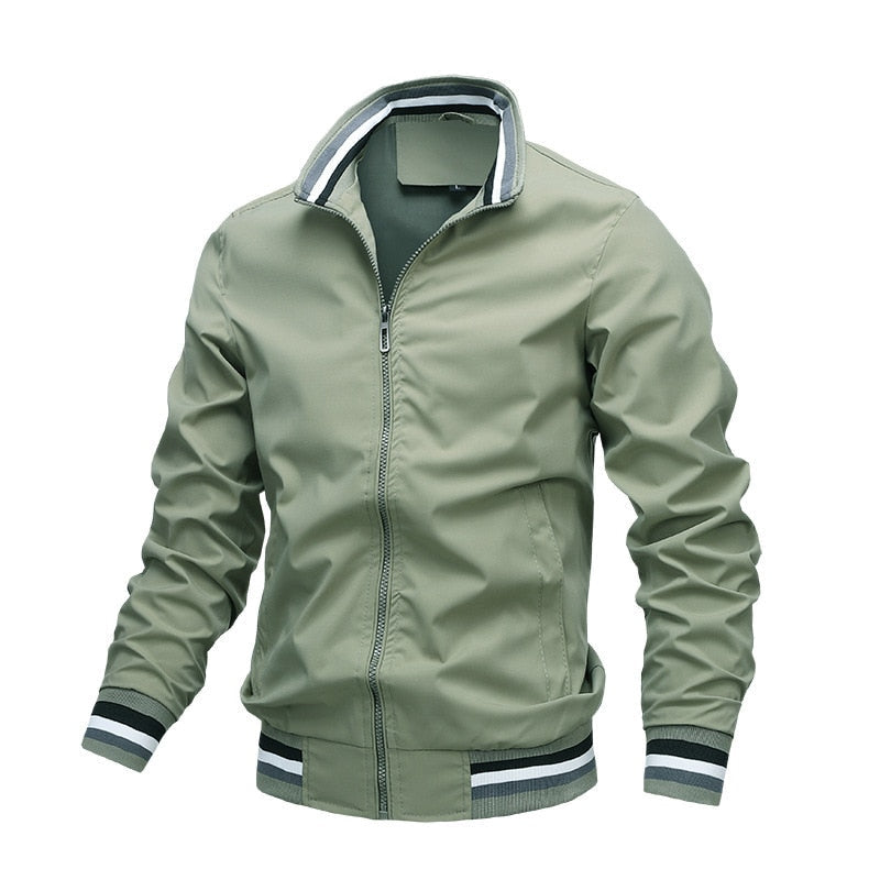 Men's lightweight bomber jacket casual fit ribbed cuffs and hem modern zipper closure everyday wear