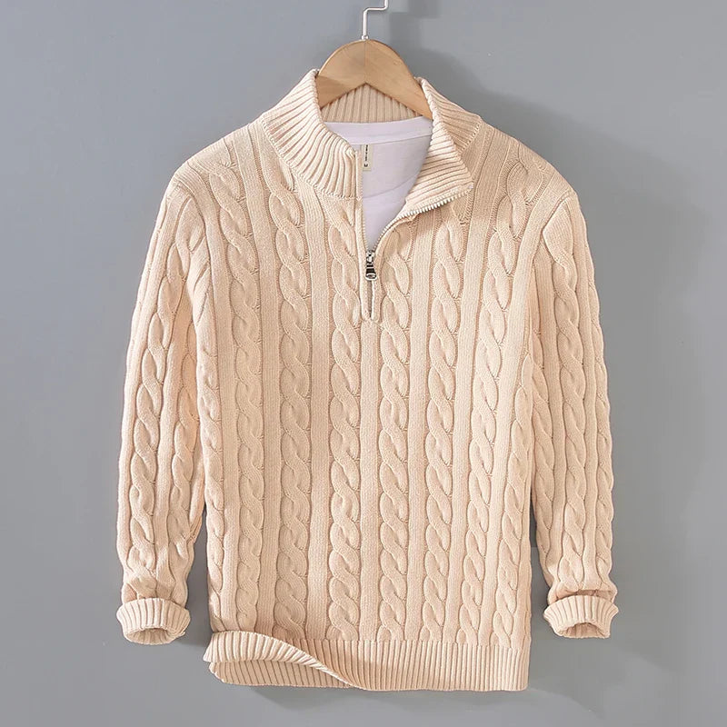 Sylor relaxed-fit cotton sweater in neutral tones, thick cozy knit with Italian-inspired casual style