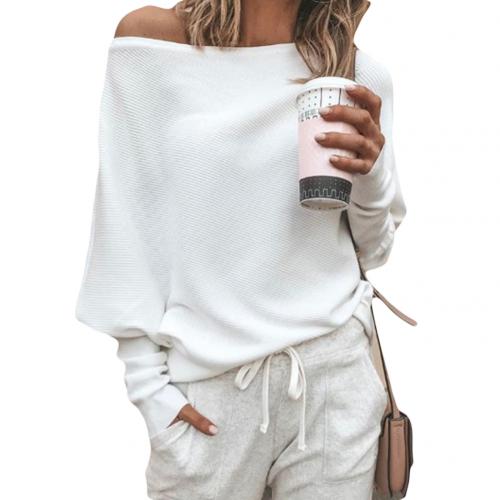 Women's off-shoulder ribbed knit oversized sweater long sleeve casual chic cozy fit