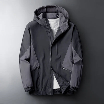 Men's camouflage tactical windbreaker hooded lightweight jacket with water-resistant shell